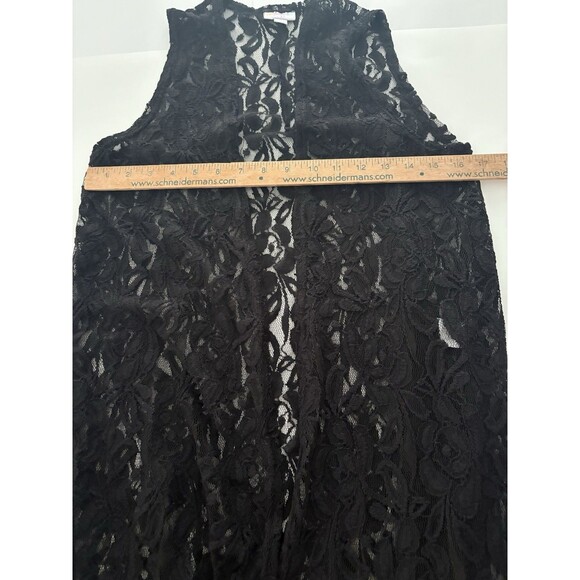 LuLaRoe Lace Open Front Duster Size S Black Cardigan Vest Rave Festival Witchy - Picture 10 of 14